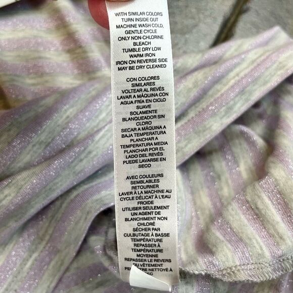 Chico’s Striped Purple Shimmer Silver Blouse Long Sleeves 3 XL 16 - Picture 8 of 11